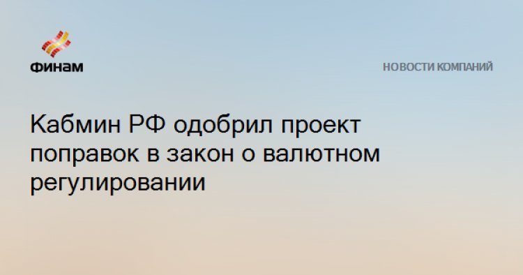 Кабмин РФ одобрил проект поправок в закон о валютном регулировании