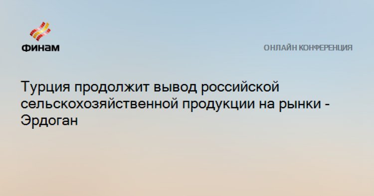 Турция продолжит вывод российской сельскохозяйственной продукции на рынки - Эрдоган