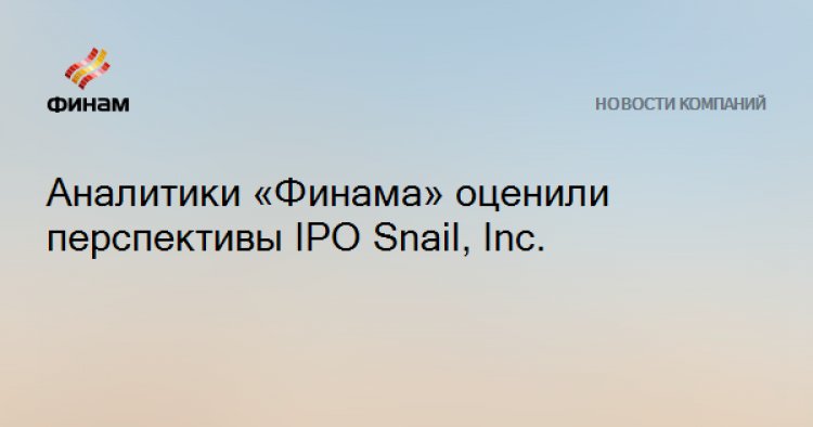 Аналитики «Финама» оценили перспективы IPO Snail, Inc.