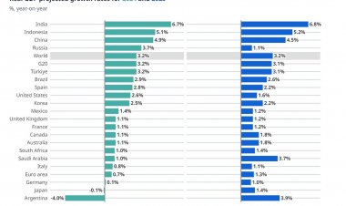 ОЭСР улучшила прогнозы по темпам роста ВВП России в 2024 году до 3,7%